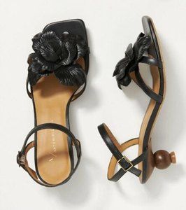 NIB NWT Anthropologie  Serephina Heeled Sandals Black Size 6.5 / 37